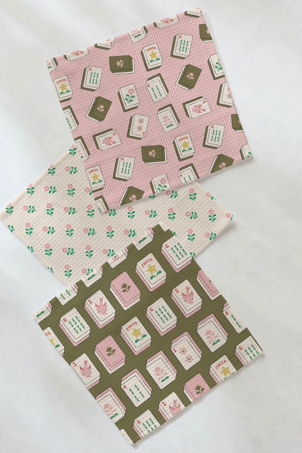 Flower. Tiles Dishcloth Set