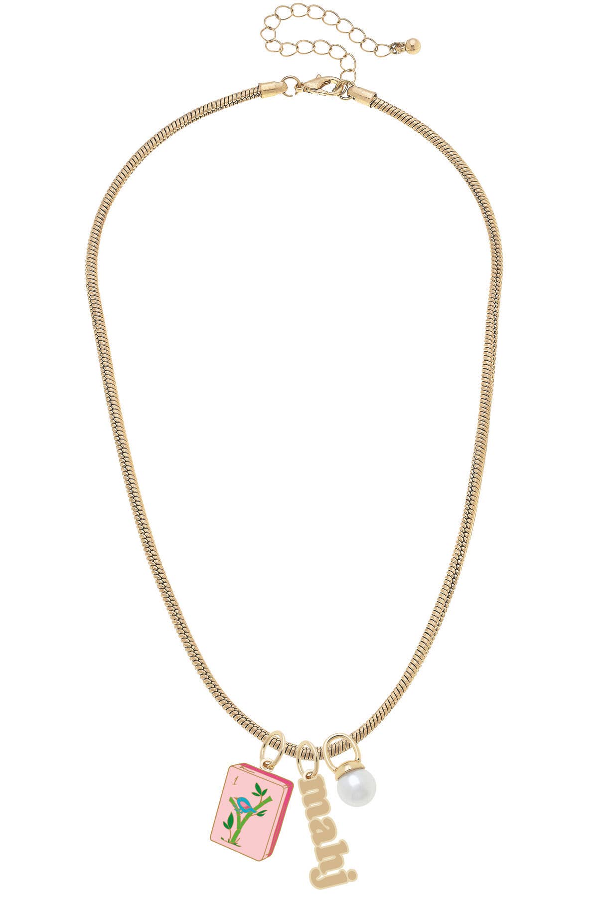 Mahjong Charm Necklace in Shiny Gold