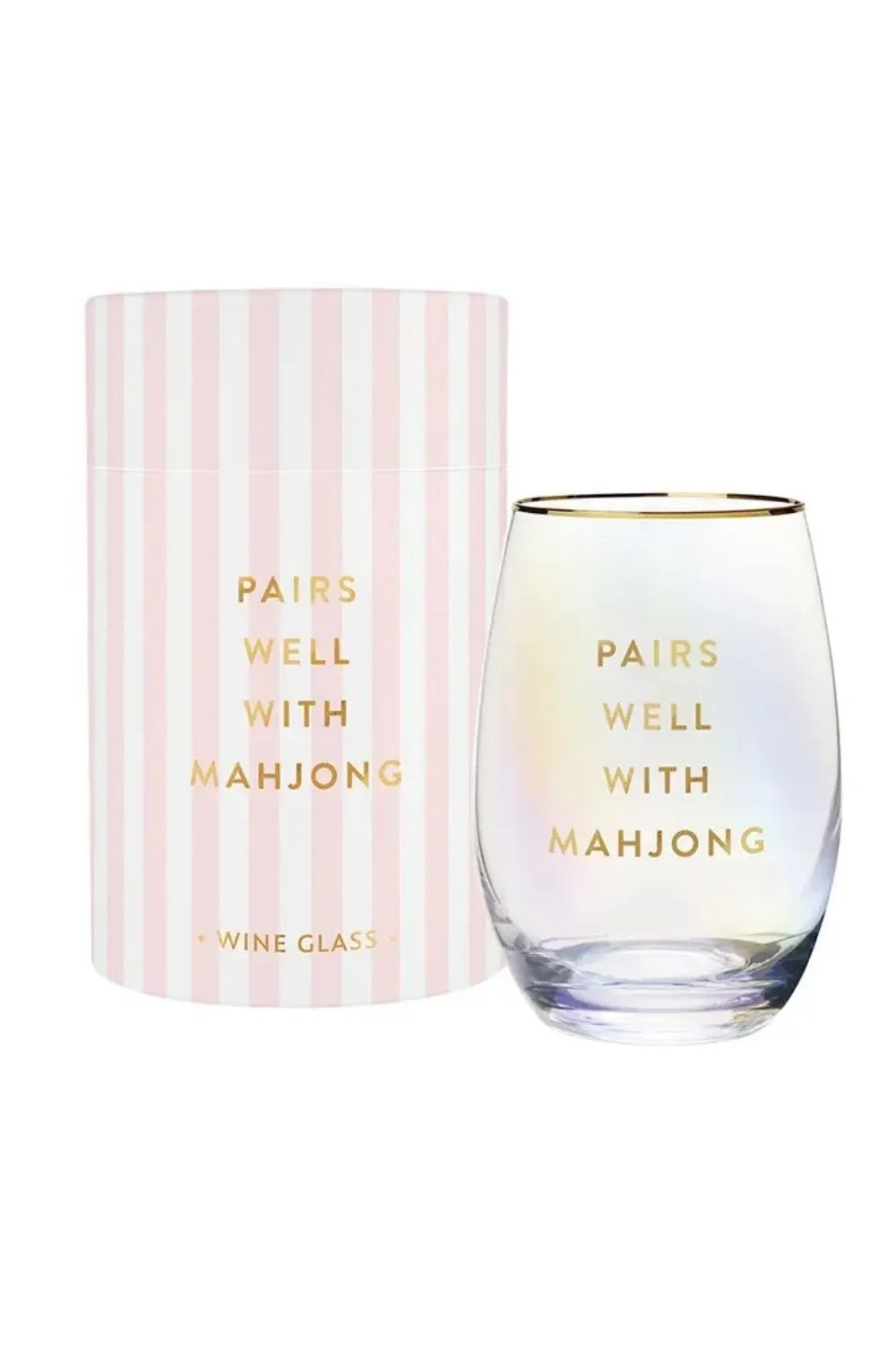 Pairs Well with Mahjong | Stemless Wine Glass
